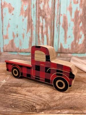 Christmas Wooden Plaid Truck